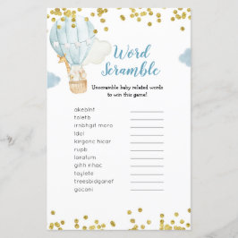 Lámina Juego de Word Scramble Blue Hot Air Balloon Jungle