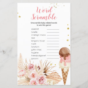 Lámina Juego de Word Scramble Boho Pampas Crema de hielo