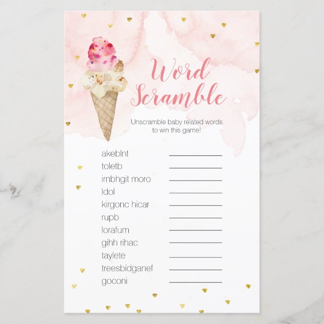 Lámina Juego de Word Scramble Crema rosa Rubor (Anverso)