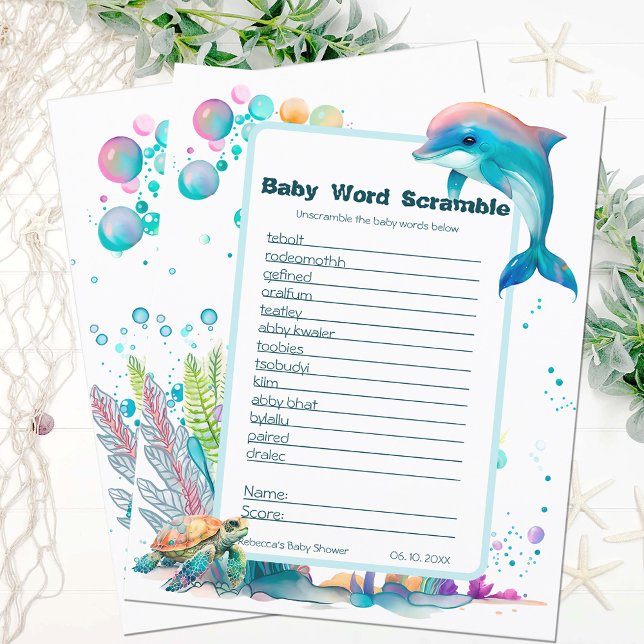 Lámina Juego de Word Scramble de Baby Shower bajo el agua (Subido por el creador)