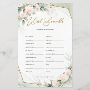 Lámina Juego de Word Scramble de Rubor y de oro