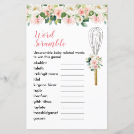 Lámina Juego de Word Scramble Floral rosa pronto será sac