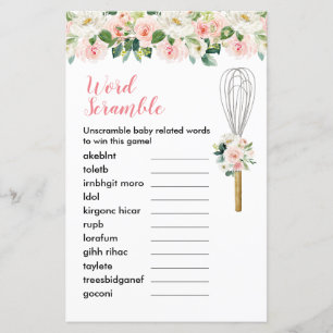 Lámina Juego de Word Scramble Floral rosa pronto será sac