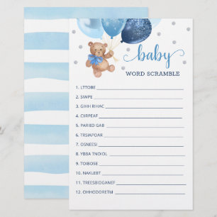 Lámina Juego de Word Scramble para el oso de peluche Baby