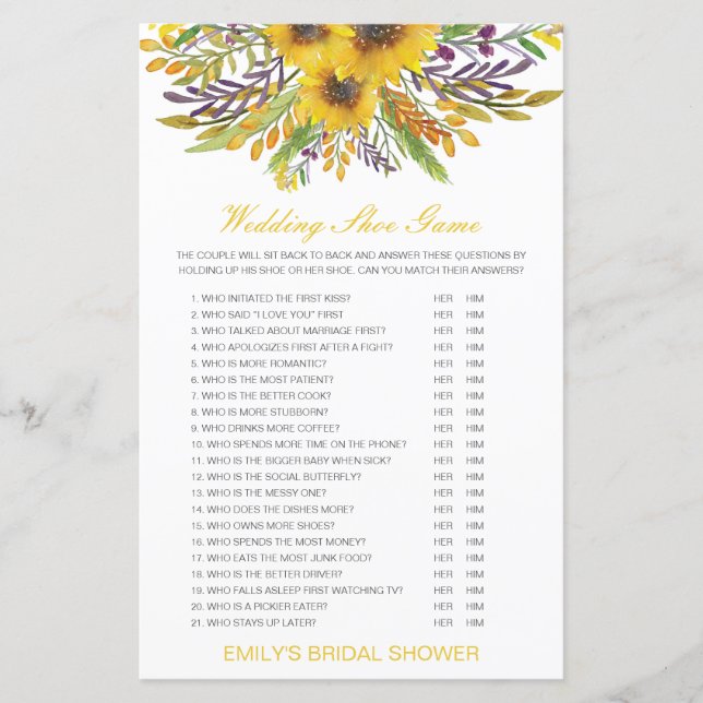 Lámina Juego de zapatos Boda editable juego de casamiento (Anverso)