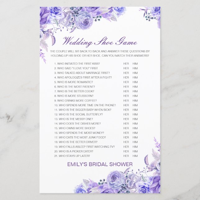 Lámina Juego de zapatos Boda editable juego de casamiento (Anverso)