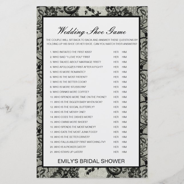 Lámina Juego de zapatos Boda editable juego de casamiento (Anverso)