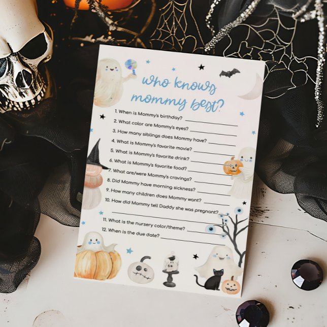 Lámina Juego del bebé de Halloween que mejor conoce a mam (A Little Boo Baby Shower Who knows Mommy Best Game)
