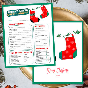Lámina Juego divertido de Navidad Cuestionario de Santa S