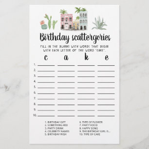 Lámina Juego editable Birday Scattergories