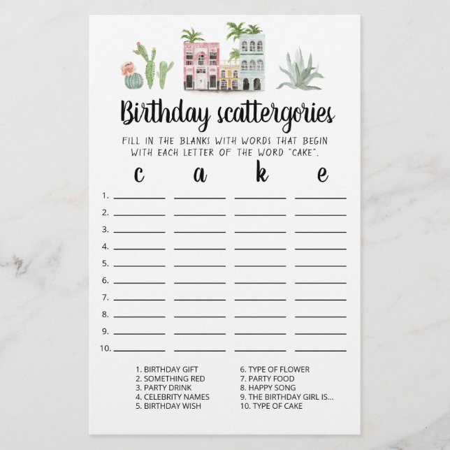 Lámina Juego editable Birday Scattergories (Anverso)