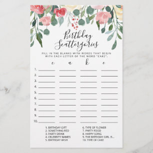 Lámina Juego editable Birday Scattergories