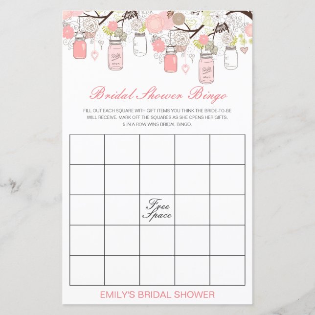 Lámina Juego editable de ducha de novias con bingo de nov (Anverso)