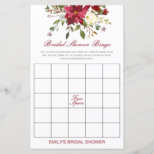 Lámina Juego editable de ducha de novias con bingo de nov (Anverso)