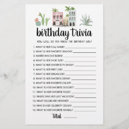 Lámina Juego editable de trivia de cumpleaños