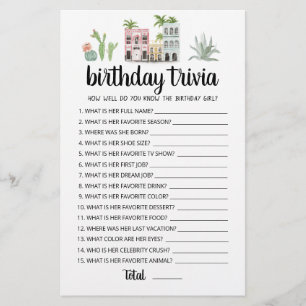 Lámina Juego editable de trivia de cumpleaños