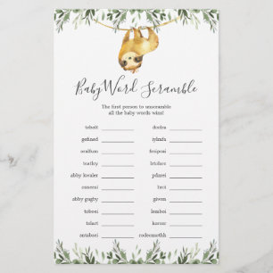Lámina Juego espumoso de Baby Shower Word Scramble
