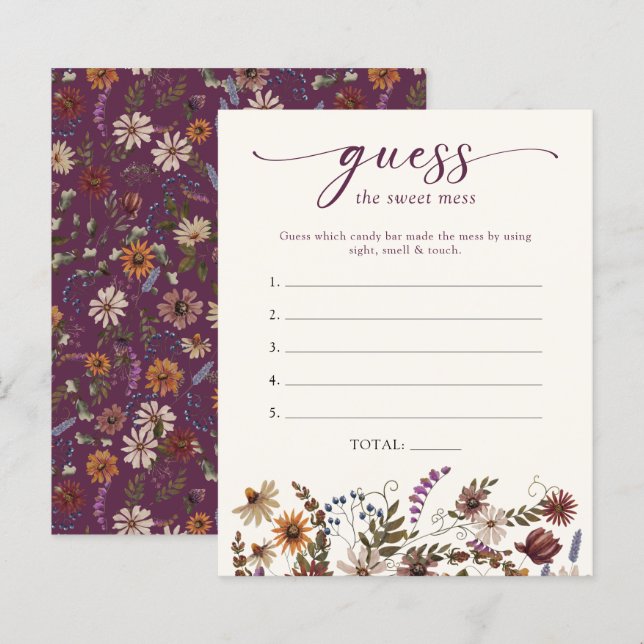 Lámina Juego Floral Baby Shower (Anverso / Reverso)