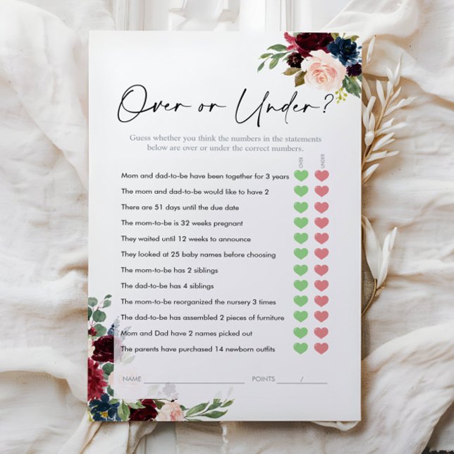 Lámina Juego Floral Baby Shower con más o menos (Subido por el creador)