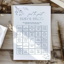 Lámina Juego Floral Blue Bridal Bingo Encontrar al invita