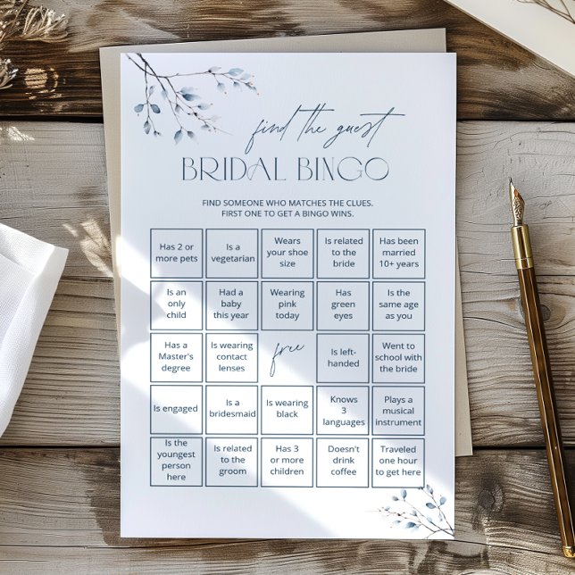 Lámina Juego Floral Blue Bridal Bingo Encontrar al invita (Subido por el creador)