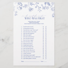 Lámina Juego Floral Blue & White Victorian Bridal Shower