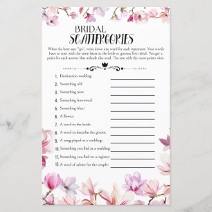 Lámina Juego Floral Bridal Shower Scattergories
