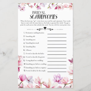 Lámina Juego Floral Bridal Shower Scattergories
