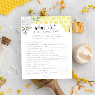 Lámina Juego floral de abeja ¿Qué dijo el novio? juego de