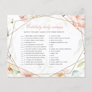 Lámina Juego Floral de Baby Shower para Chica de nombres