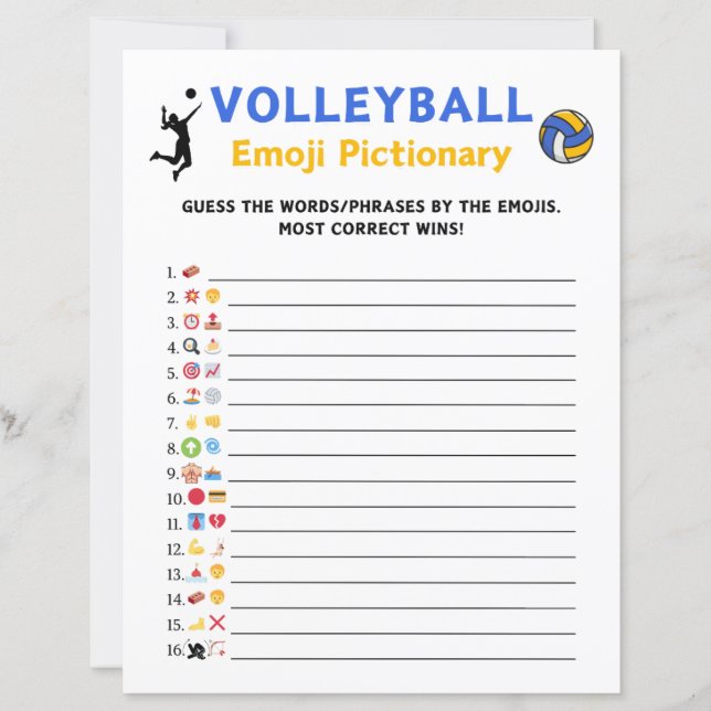 Lámina Juego gráfico de Emoji de voleibol (Anverso)
