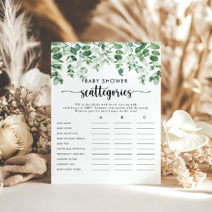 Lámina Juego "Green Eucalyptus Baby Shower Scattegories"