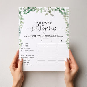 Lámina Juego "Green Eucalyptus Baby Shower Scattegories"