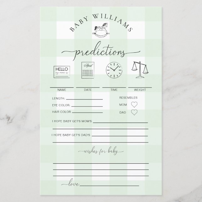 Lámina Juego Green Gingham Rocking Horse Predictions (Anverso)