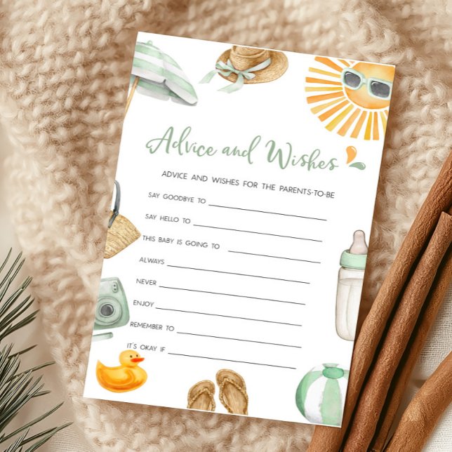 Lámina Juego Green Splish Splash Baby Advances y Wire (Summer Baby Bash Baby Shower Advice and Wishes Game)