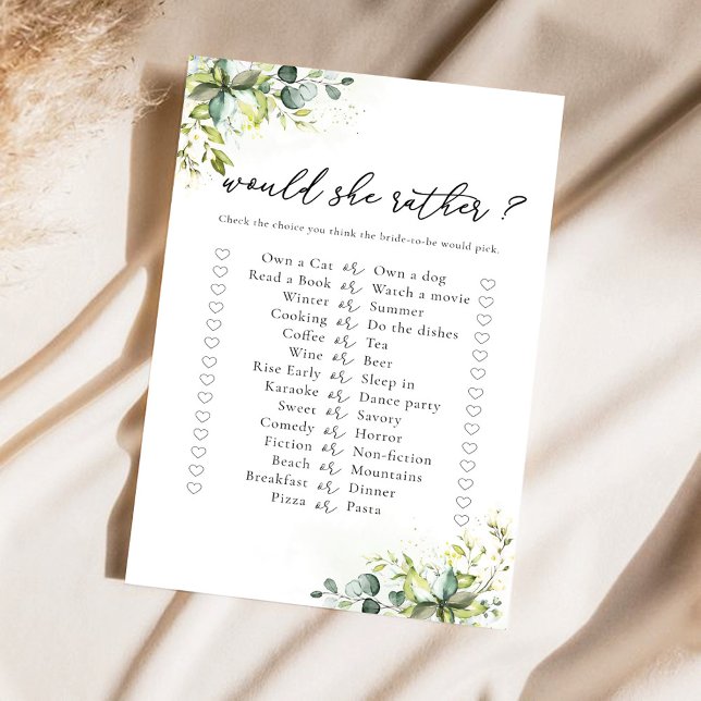 Lámina Juego Greenery Bridal Shower (Subido por el creador)