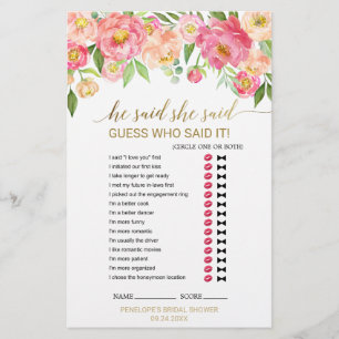 Lámina Juego "He Said She Said" de Peach and Pink Peony