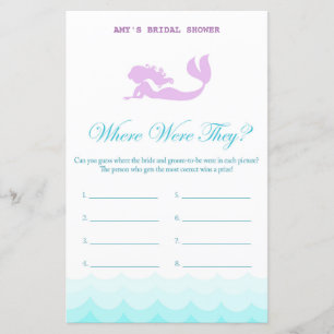 Lámina Juego impreso de ducha de novias con sirena, ducha