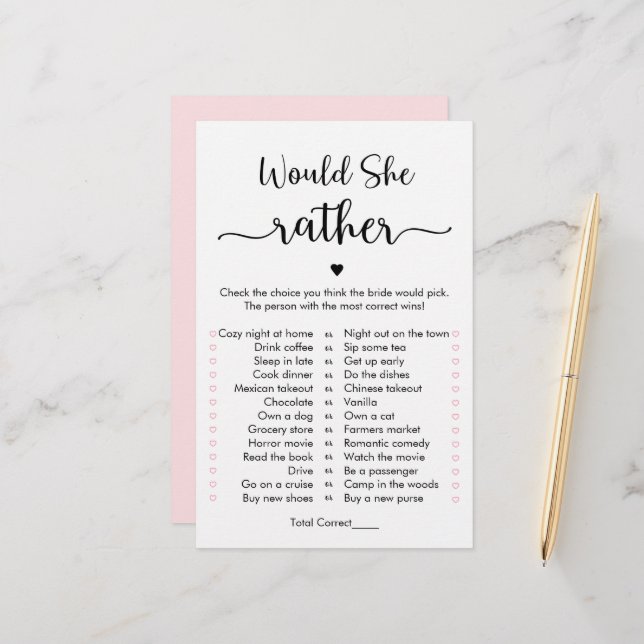 Lámina Juego Minimalista de Caligrafía ¿Qué Preferiría (Anverso/Reverso In Situ)