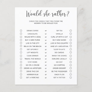 Lámina Juego Minimalista para Baby Shower '¿Qué Preferirí