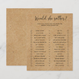 Lámina Juego Minimalista para Baby Shower '¿Qué Preferirí