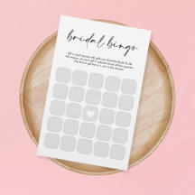 Juego moderno de ducha de novias de Bingo Blanco y