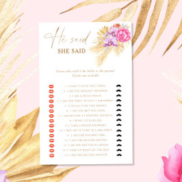 Lámina Juego nupcial Boho Pampas Floral Él dijo ella dijo