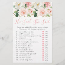 Juego Nupcial Floral Rosa Dorado Él Dijo Ella Dijo