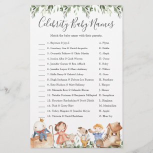Lámina Juego Nursery Baby Shower Celebrity Baby Names