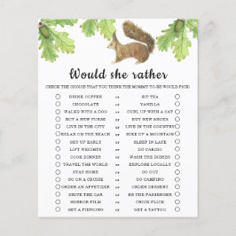 Lámina Juego para baby shower: Ardilla / ¿Qué preferiría?
