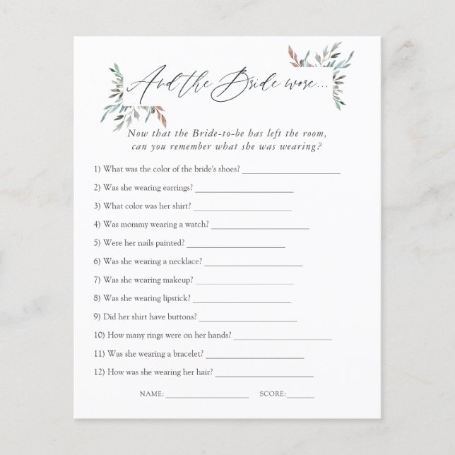 Lámina Juego para baby shower de boda de invierno con veg (Anverso)