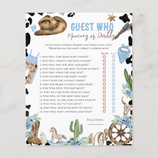 Lámina Juego para baby shower de vaquero: ¿Quién conoce a