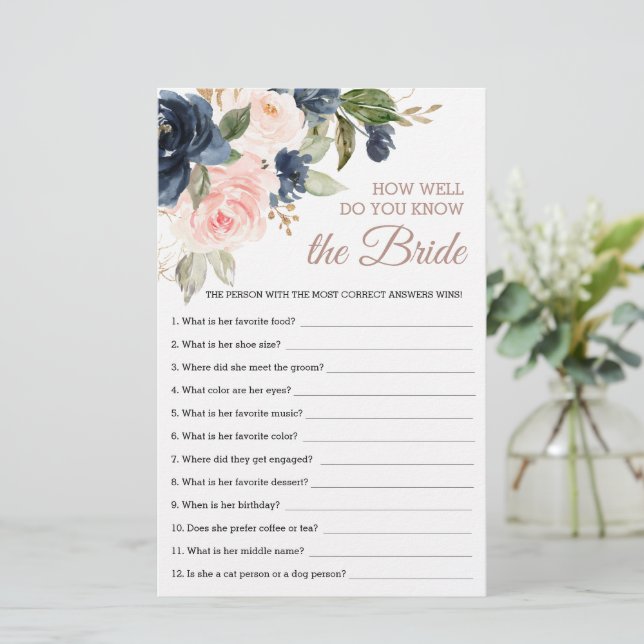 Lámina Juego para Despedida de Soltera ¿Cuánto Conoces a  (Anverso de pie)