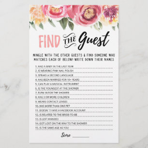 Lámina Juego personalizado de búsqueda de invitados para